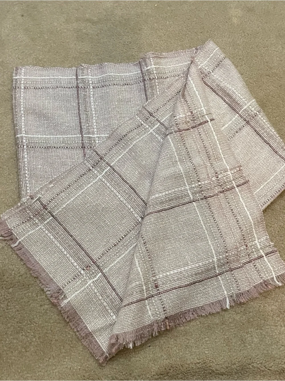 LOFT Pink Plaid Knit Scarf